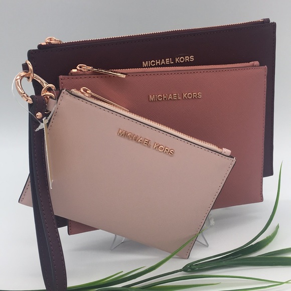 Michael Kors Jet Set Travel LG Trio Wristlet Leath - Picture 5 of 8